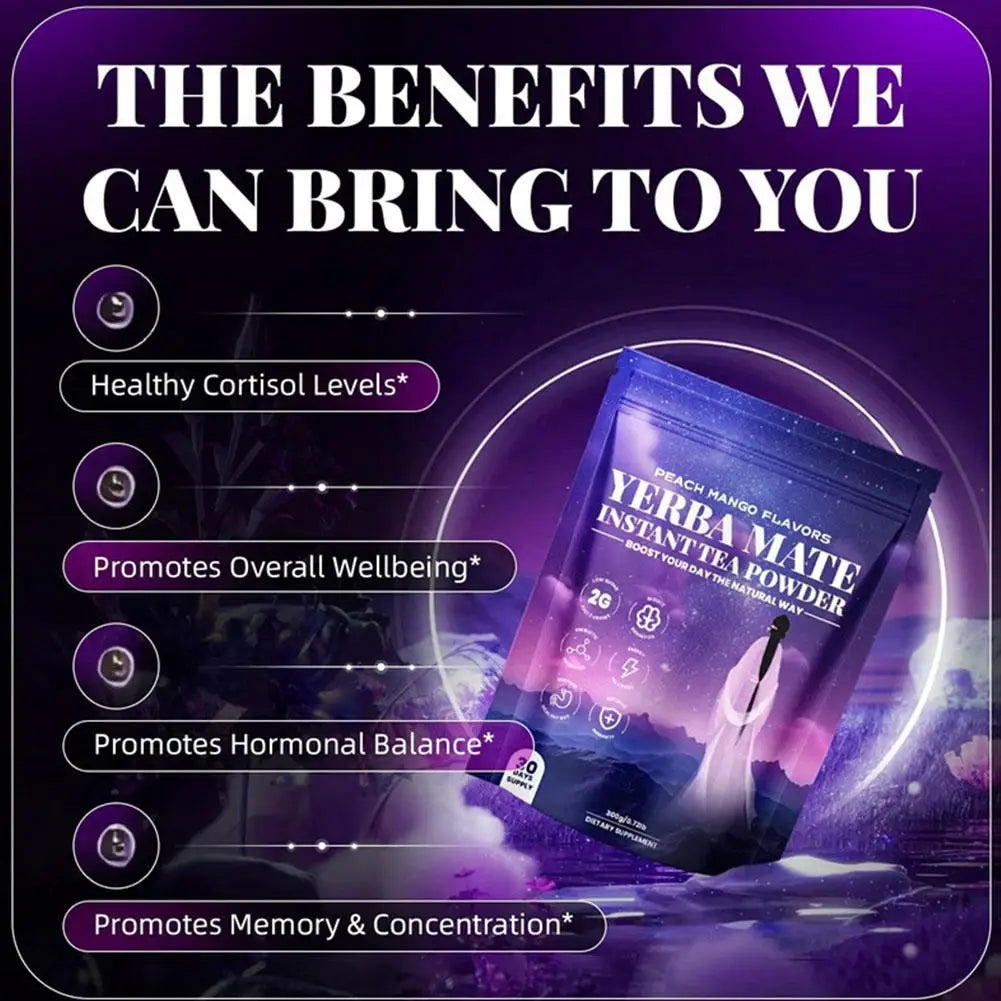 Peach Mango Prebiotic Probiotic Tea Powder with Yerba Mate