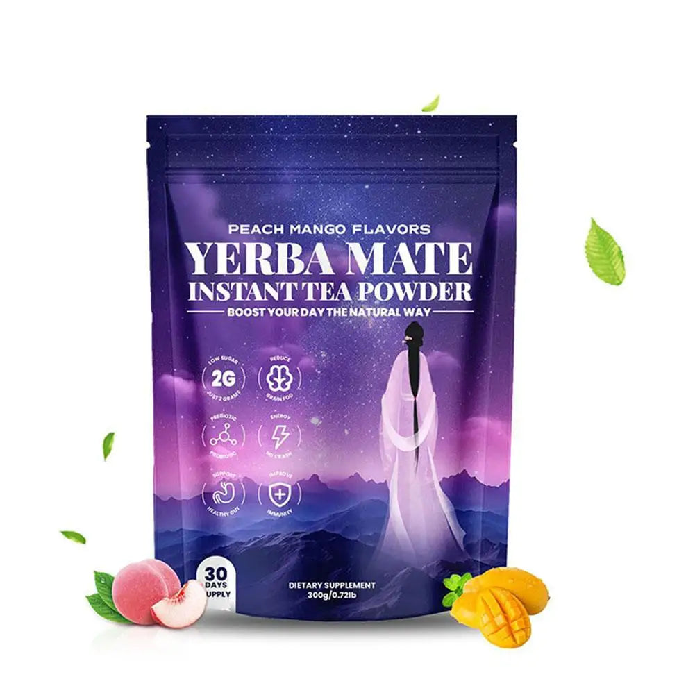 Peach Mango Prebiotic Probiotic Tea Powder with Yerba Mate