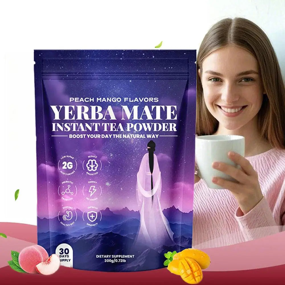 Peach Mango Prebiotic Probiotic Tea Powder with Yerba Mate