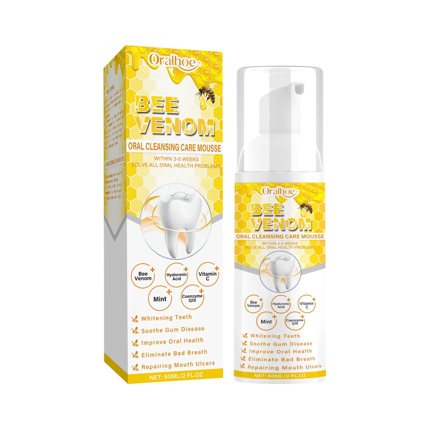Bee Venom Toothpaste Mousse — Whitening Foam, Fresh Breath, Gentle Care