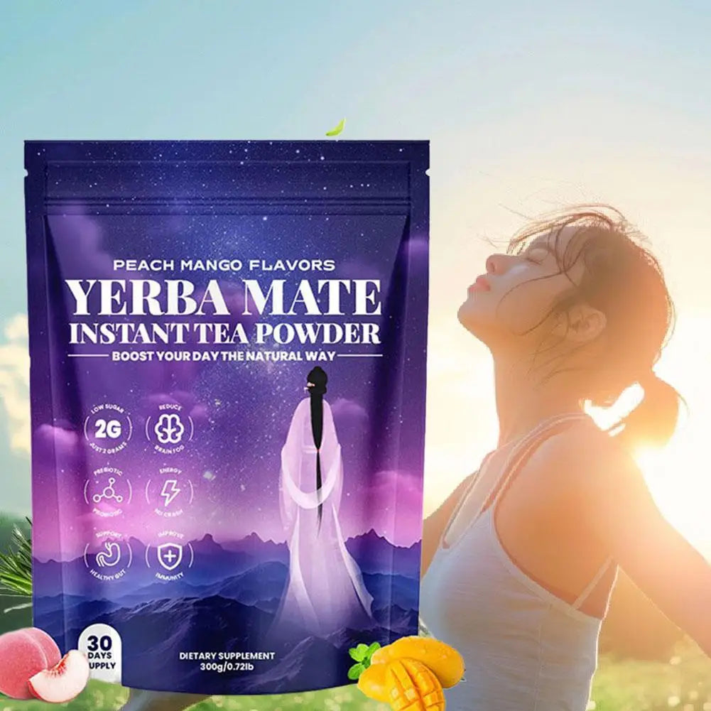 Peach Mango Prebiotic Probiotic Tea Powder with Yerba Mate